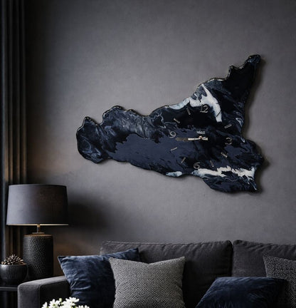 Orologio da parete a forma di Sicilia - Nero Lava