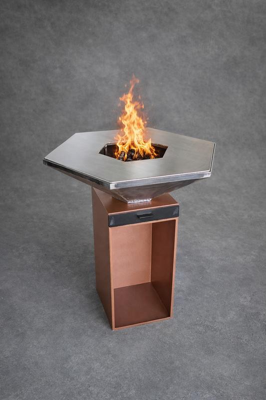 Braciere da giardino a legna con piastra cottura – Design artigianale Made in Italy | Licaridesign