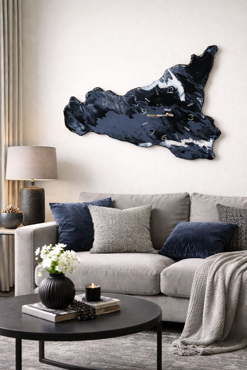 Orologio da parete a forma di Sicilia - Nero Lava