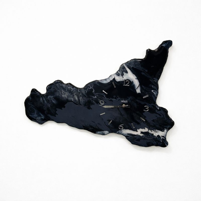 Orologio da parete a forma di Sicilia - Nero Lava