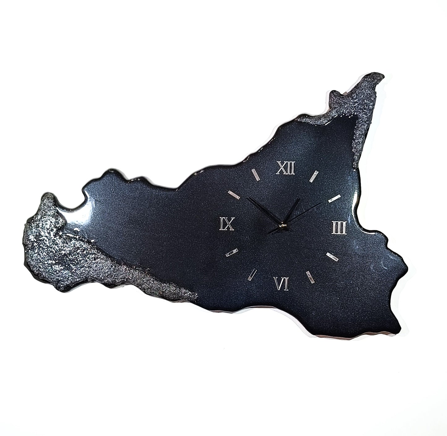 Orologio da parete a forma di Sicilia - Nero Lava