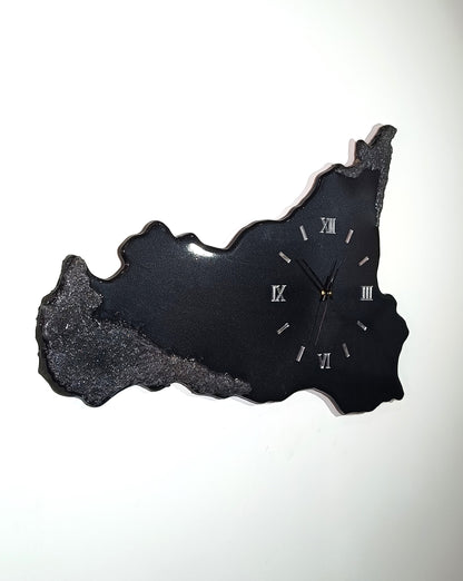 Orologio da parete a forma di Sicilia - Nero Lava